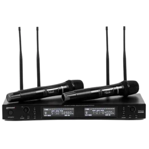 Microfone Sem Fio Bastão Duplo Lexsen Multi UHF LM1002TD