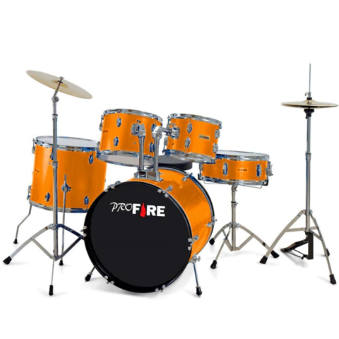 Bateria Pro Fire Bumbo 20 Gold Dourada Completa Aro Cromado