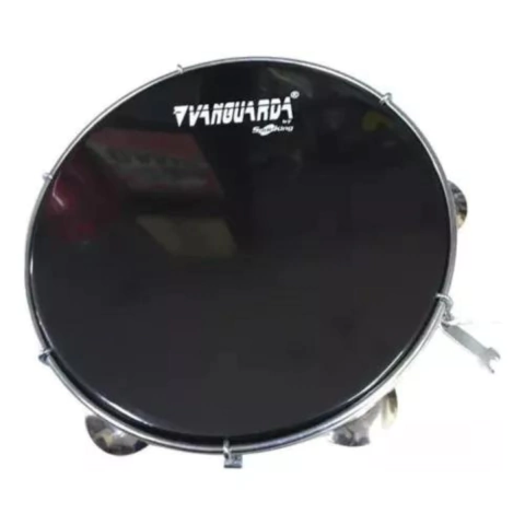 Pandeiro 10" ABS Branco Pele Preta Vanguarda