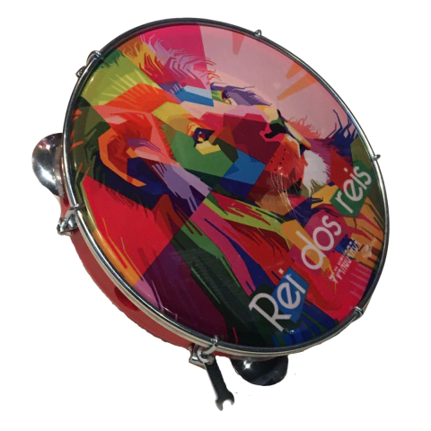 Pandeiro 10" ABS Vermelho Pele Sintética Rei dos Reis Spanking