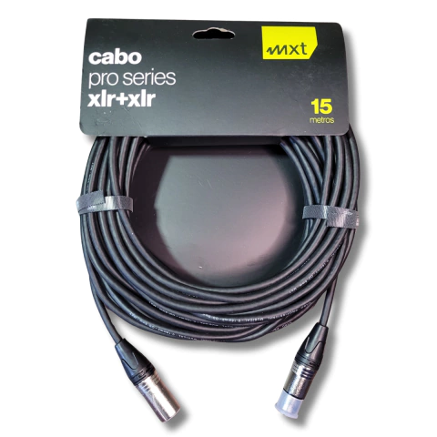 Cabo XLR x XLR 15m Balanceado Preto Profissional Od6mm