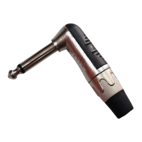 Plug P10 Macho Mono Niquelado Borracha L 90º Profissional MXT