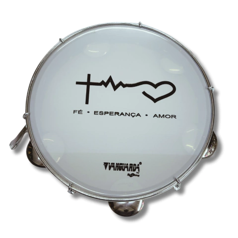 Pandeiro 10" ABS Preto Pele Leitosa Branca Batimento Vanguarda