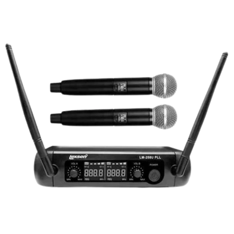 Microfone Sem Fio UHF Bastão Duplo Lexsen 16 Freq LM258UPLL