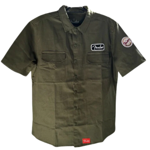 Camisa Botão Fender Truck Green Estilo Americano - Verde GG