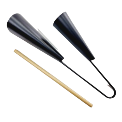 Agogô Duplo Metal Preto 30cm com Baqueta Spanking