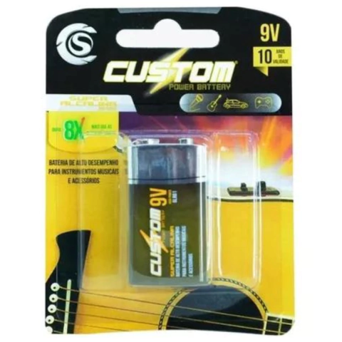 Bateria 9v Custom Power Super Alcalina para Instrumentos