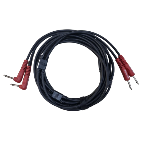 Cabo 2 P10 x 2 P10 90º Intrumento Teclado 3.05m Keyboard Series - Vermelho