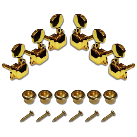 Tarraxa Violão Aço Guitarra Semi-blindada 3+3 MH3 Dourada