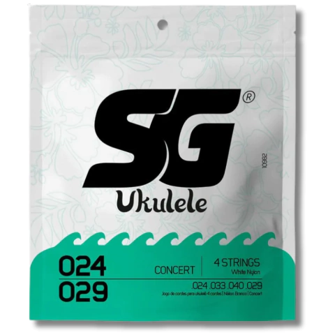 Encordoamento Ukulelê SG Nylon Branco Concerto 0.024 - 0.029