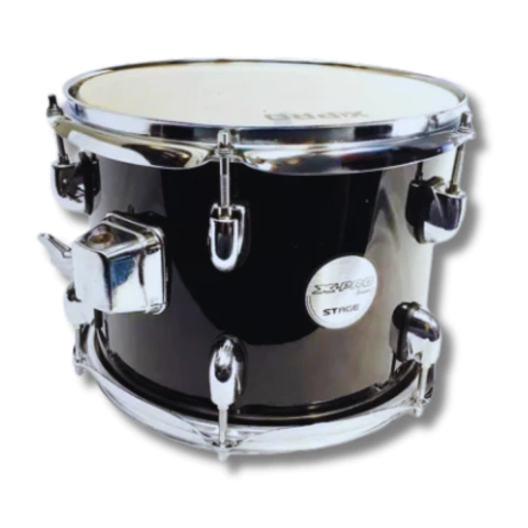 Tom 10 x 7 Casco Madeira 6 Afinações Preto Stage X-Pro