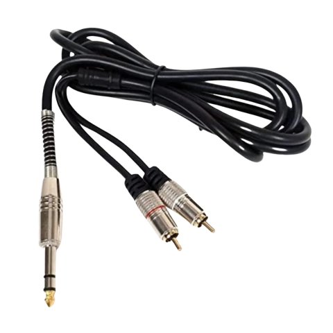 Cabo 2 RCA Macho + P10 Estereo 1,8m Profissional Pt Gold MXT
