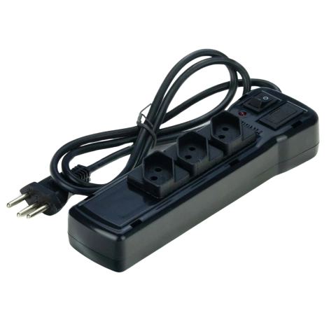Filtro de Linha Protetor 3 Tomadas 2P+T 10A 1m Preto Fiolux