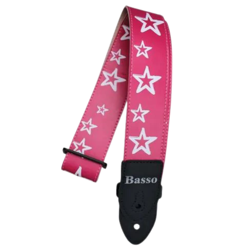 Correia Basso Sintético SF 71 5cm Rosa Estrela Branca