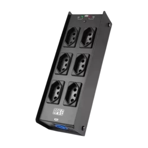 Régua AC 6 Tomadas Entrada e Saída Powercon RP6E Santo Angelo