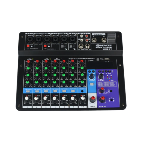 Mesa de Som Interface USB Soundvoice 8 canais MC8BT
