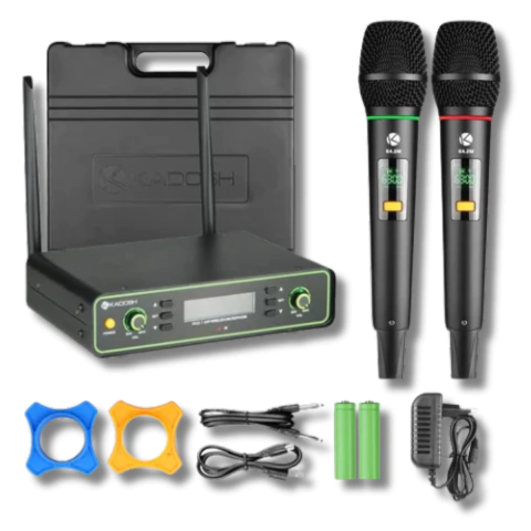 Microfone Sem Fio Duplo Regarregável 2 Bastões K422M Kadosh