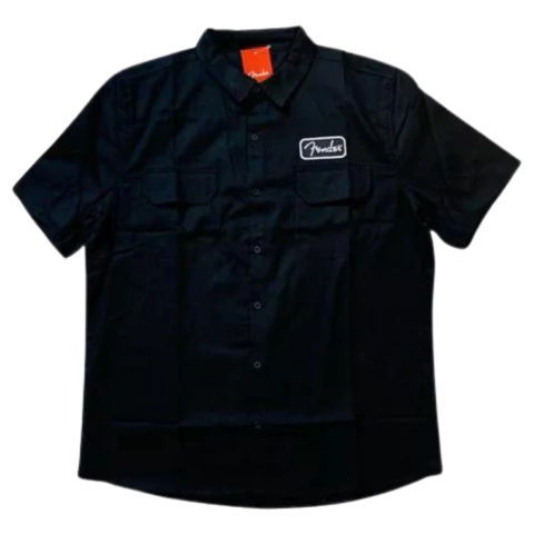 Camisa Botão Fender Truck Black Estilo Americano - Preta M