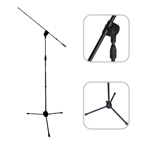 Pedestal de Microfone Girafa Profissional PMS100 Metal Preto Roxtone