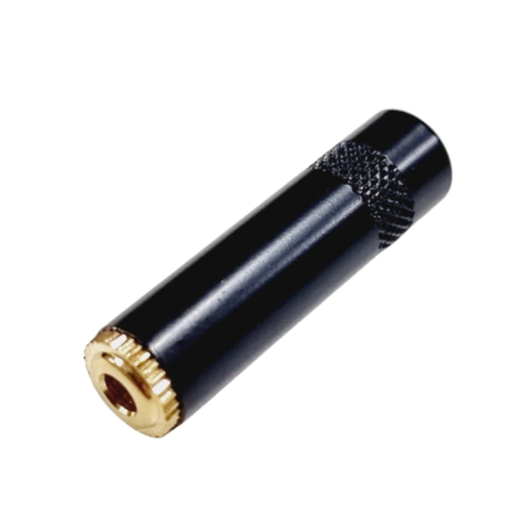 Plug P2 Fêmea Estéreo Jack Profissional Preto Dourado MXT