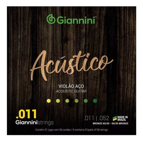 Encordoamento Violão Aço Giannini Acustico .011
