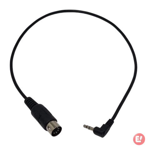 Cabo TRS MIDI x P2 90º 45cm Preto Emborrachado
