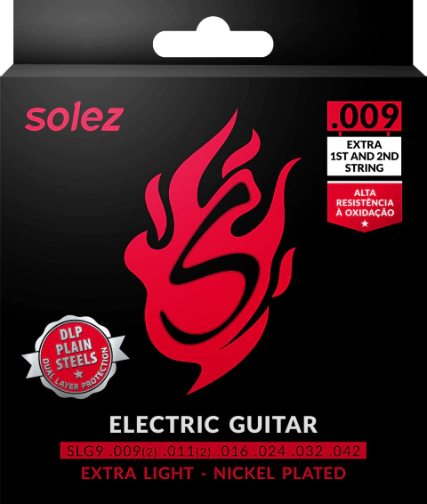 Encordoamento Guitarra .009 Solez Nickel SLG9 Mi Si Extras