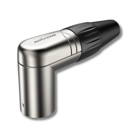 Plug XLR Macho 90º Metal Profissional 3 Vias Roxtone RX3RMP-NT