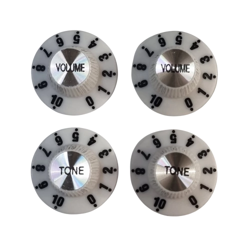 Knob para Guitarra Estilo Fender Retrô Branco Kit com 4