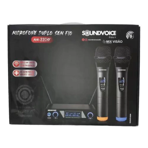 Microfone Sem Fio Bastão Duplo MM-220SF