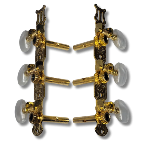 Tarraxa Violão Aço Pino Fino Dourada Celulóide Branca MYTH