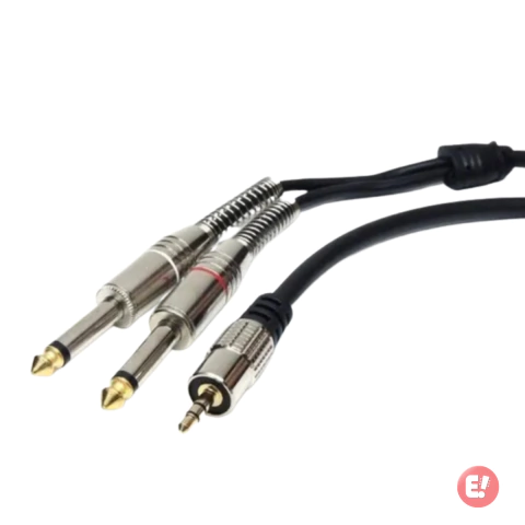Cabo 2 P10 Mono + 1 P2 Estéreo 1,8m Profissional Gold MXT