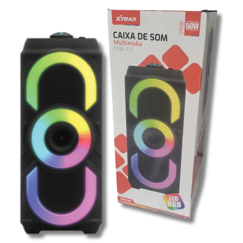 Caixa de Som Multimídia sem Fio Bluetooth 50W Led RGB XDG-141