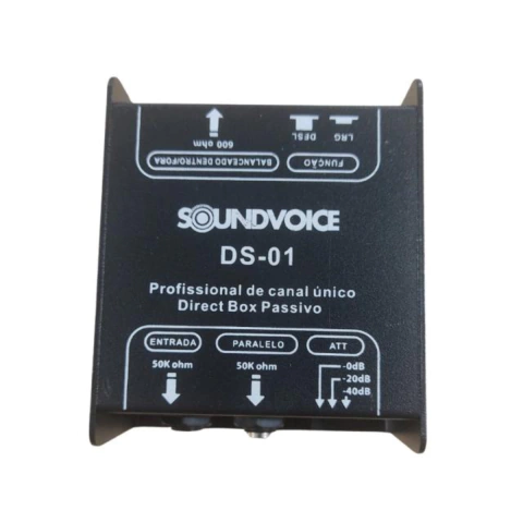 Direct Box Passivo 1 Canal Metal Preto DS-01 Soundvoice