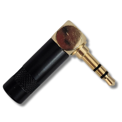 Plug P2 Macho Estéreo 90º Preto Ponta Dourada Profissional