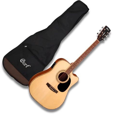 Violão Aço Elétrico Cort com Bag AD880CE Natural Fosco