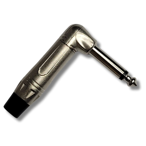 Plug P10 Macho Mono em L Preto Cromado 90º Profissional CS504