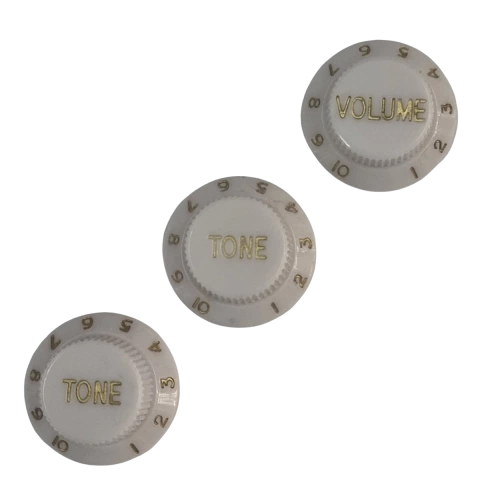 Kit 3 Knob Strato Volume Tone Tone Plástico ABS Branco