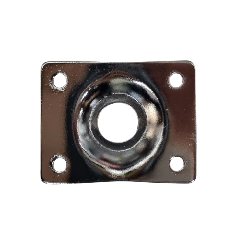 Plate Jack Guitarra Baixo Retangular Metal Cromado Ronsani
