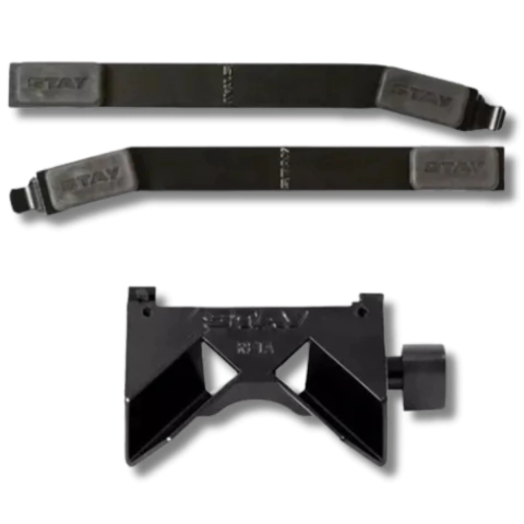 Kit 2 Braços 29cm Curvo + Base Reta Modelo Torre Preto Stay