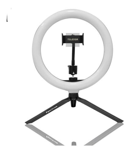 Ring Light 10 Portátil De Mesa Com Tripé 3 Cores De Branco