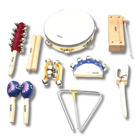 Kit 9 Instrumentos Infantil Bandinha Rítmica + Bag X-Pro
