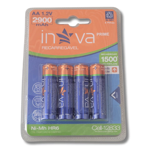 Kit 4 Pilha Recarregável AA 1.2V 2900mah Inova Cell12833