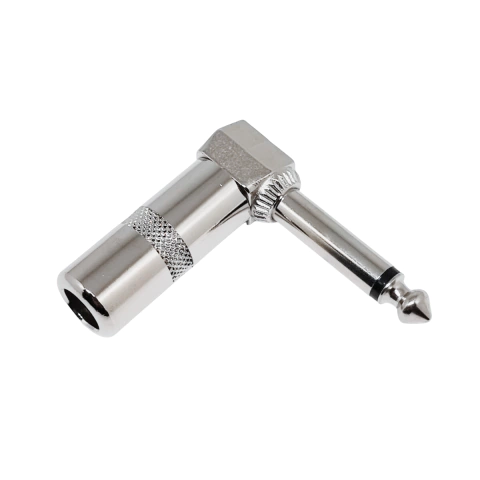 Plug P10 Macho Mono em L Niquelado Cromado 90º Profissional