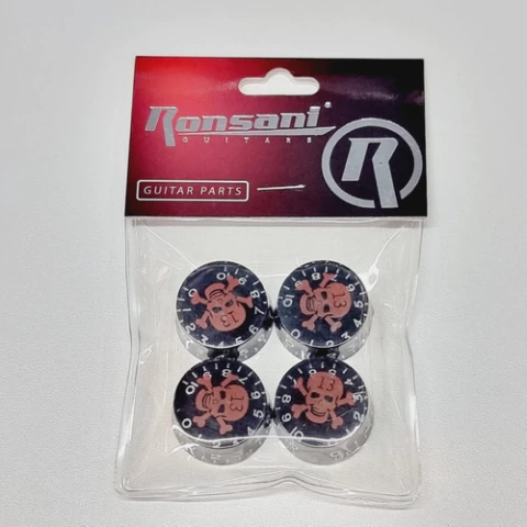 Knob Les Paul Sg Caveira Preto E Vermelho Kit Com 4 Ronsani