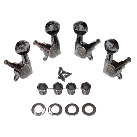 Tarraxa Ukulelê Blindada Cromada 2+2 Custom Sound CMH104