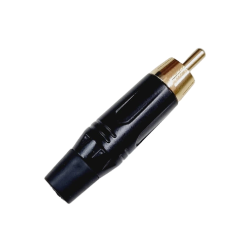 Plug RCA Macho Metal Profissional Preto Dourado MXT