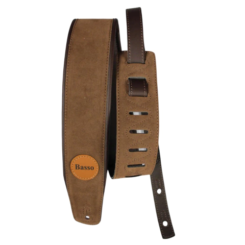 Correia Basso Sintetico CLA04 7cm Acolchoada Suede Marrom