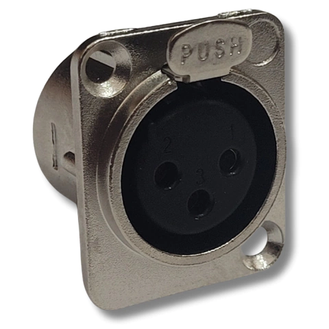 Plug XLR Fêmea Painel 3 Pinos Gold Metal ABS HX092 HJH