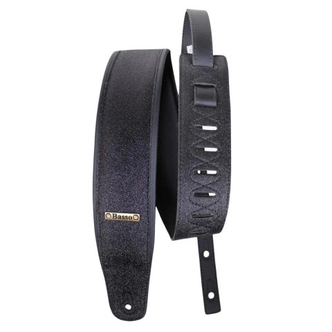 Correia Basso Sintetico CLA47 7cm Acolchoada Gliter Preto